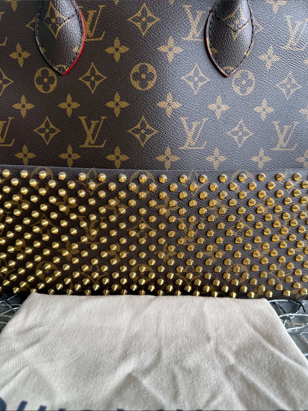 Louis Vuitton Brown Monogram Studded Alma-style Satchel with Red Trim - Picture 5 of 13